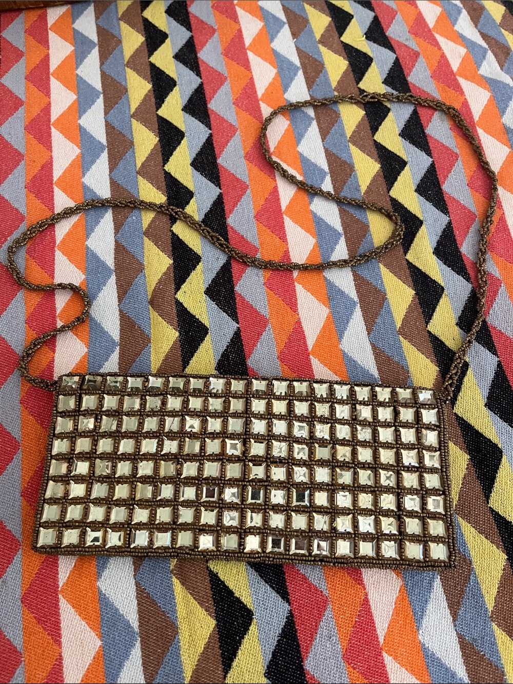 Embellished Brown Beaded Evening Clutch - Picture 4 of 7